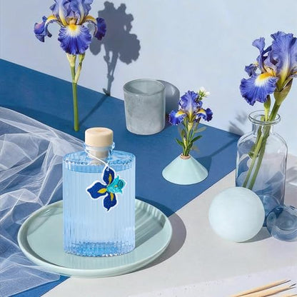 Reed Diffuser, Blue Iris Scent Flower Diffuser, 6.09 fl oz | 8 Reeds, Long-Lasting Home Fragrance, Bathroom Bedroom Shelf Decor & Gifts - color: Blue(blue Iris)