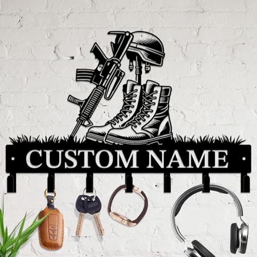 Personalized Gun Theme Metal Wall Keys Hooks Decor,Custom holder-F | Casebrick Men Cave Gift,Shooting Range,Clothes Hooks coat racks,Decorations for home door Entrance Hallway Bedroom Hats - color: Style F