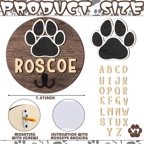 Kathfly Dog Leash Holder for Wall Pet Harness Hanger with 52 Letters | Dog Leash Hangers Cat Collar Organizer for Entryway, Pet Loss DIY Gifts, Pet Keepsake Home Decor