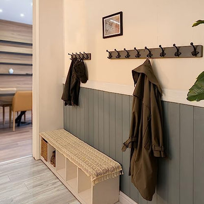 WEBI Rustic Coat Rack Wall Mount,35.43" Long 8 Cast Iron Coat Hooks Wall Mounted,Heavy Duty Wall Coat Hanger Hooks for Hanging Coats,Clothes,Jacket,Gray - color: Gray, size: 35 Inch