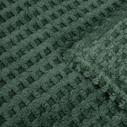Soft Cozy Fuzzy Fleece Queen Size Blanket, Waffle Bronze Green, 90x90 Inches – Lightweight, Fluffy, and Warm 3D Jacquard All-Season Blanket for Bed, Couch, Sofa, Camping, and Travel - color: Waffle Bronze Green, size: Queen (90" x 90")