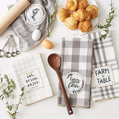 DII Home Sweet Farmhouse Kitchen Collection, Dishtowel Set, 18x28, Gray, 4 Count - color: Gray, size: Dishtowel Set, 18x28"