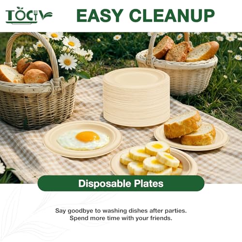Paper Plates Compostable 300-Count 7 Inch Disposable Heavy Duty Party Small Plates Bulk for Appetizer Dessert Cake Biodegradable Birthday Holiday Kids Party Supplies - color: Nature, size: 7 inch