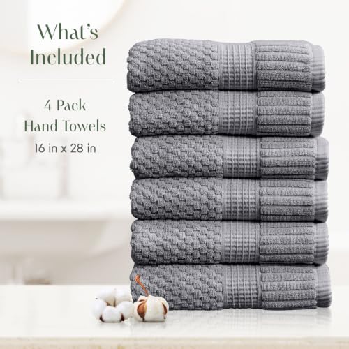 6 Pack 100% Cotton Hand Towels | Grey Towels | Oeko‑TEX Standard 100 | Soft & Absorbent, Quick‑Dry | Trinity Collection - Charcoal - color: Charcoal, size: Hand Towels (6 Pack)