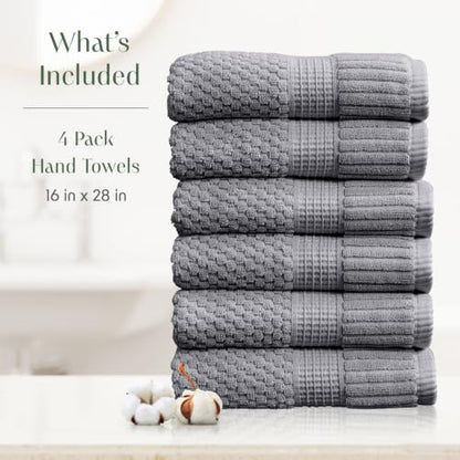 6 Pack 100% Cotton Hand Towels | Grey Towels | Oeko‑TEX Standard 100 | Soft & Absorbent, Quick‑Dry | Trinity Collection - Charcoal - color: Charcoal, size: Hand Towels (6 Pack)
