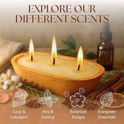 Dough Bowl Candle Co. Wooden Bowl Candle - 32 Oz. 17x5x2 6-Wick Large Lavender Soy Candles for Home Scented, Long Lasting Aromatherapy for Women and Men with Up to 80H Burn Time, Decoration Gifts - size: 6-Wick