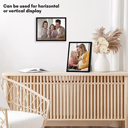 Americanflat 8.5x11 Picture Frame with Shatter-Resistant Glass - Streamline Collection - Thin Border Photo Frame for Tabletop and Wall Display - Hanging Hardware and Easel Stand Included - Black | Shatter-resistant glass, wall or tabletop display with inc
