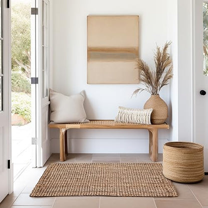 Croft&Cane Handspun Jute Area Rug – Natural Reversible 24x36 inch Rug | Premium Handwoven Chunky Textured Tan Beige Neutral Accent Carpet for Rustic Farmhouse Décor, Entryway, Bedroom, Family Room - size: 2' x 3' (Rectangular)