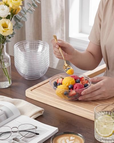 bUCLA 50Pack Clear Plastic Bowls Disposable - 10oz Premium Heavy Crystal Plastic Salsa Bowls - Ideal for Wedding & Party - color: Clear, size: 10oz