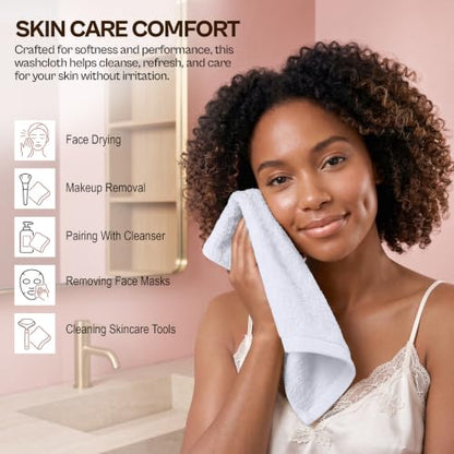 Utopia Towels 24 Pack Cotton Washcloths Set, 100% Ring Spun Cotton, Premium Quality Flannel Face Cloths, Highly Absorbent and Soft Feel Fingertip Towels, White | Premium 100% Ring Spun Cotton Face Cloths - Highly Absorbent, Fast Drying Soft Feel Fingertip