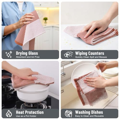Homaxy Premium 100% Cotton Kitchen Towels 18"x28", 6 Pack, Rust | Large Kitchen Hand Towels, Soft and Absorbent Tea Towel, Dish Towels with Hanging Loops - color: Rust, size: 18 x 28 - 6 Pack