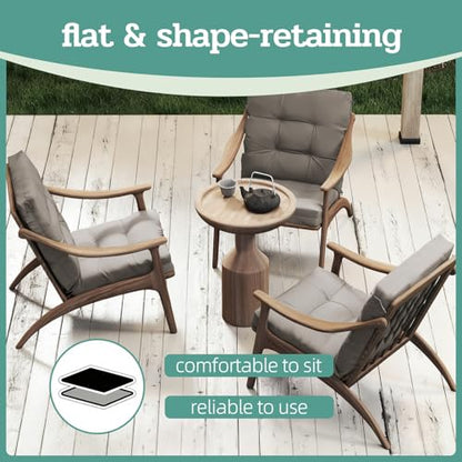 Outdoor Chair Cushions 42x21x4 Inch Set of 2, Beige | Patio Cushions for Dining Rocking Chairs, High Back Soft Seat Pad with Ties, Waterproof Fade Resistant, Indoor Outside Use - color: Beige