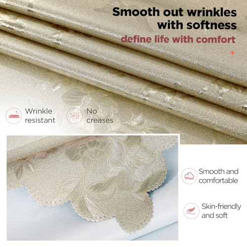 Rectangle Vinyl Tablecloth Heavy Duty Waterproof Oil Proof Wipeable Table Cloth Durable Wrinkle Free PVC Table Cover for Dining Party Indoor Outdoor (Gold Butterfly Blossom,54" X 78") - color: Gold Butterfly Blossom