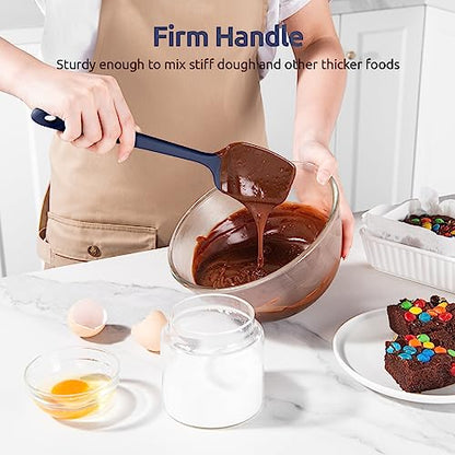 U-Taste 480ºF Heat Resistant Food Grade Silicone Spoon Spatula Set of 3, and 600℉ Heat-Resistant Food-Grade Non-Stick Firm Cooking Tong Set of 2 (Midnight Blue)