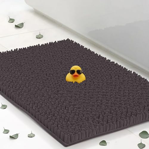 Plush Bathroom Rug 47"" x21, Absorbent Machine Washable Non Slip Chenille Bath Mats, Quick Dry Bathmat, Bath Rugs for Bath, Shower, Bedroom, or Door Mat, Chocolate Brown - color: Chocolate Brown, size: 47" x 21" (Rectangular)