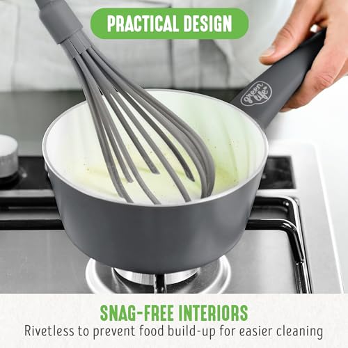 GreenLife 16 Piece Ceramic Nonstick Pots & Pans Cookware Set, Gray | PFAS-Free Nonstick Coating, Stockpot, Frying Pans, Saucepans, Sauté Pan, Stay-Cool Handles, Dishwasher & Oven Safe up to 350F - color: Gray, style: Soft Grip