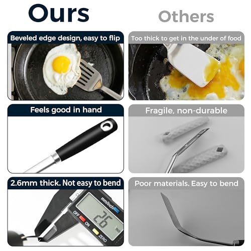 18/0 Stainless Steel Cooking Utensils Set, Heavy Duty Kitchen Utensils for Daily Use Party Wedding Housewarming, Dishwasher Safe, 9 Pieces - color: Black, size: 9PCS-Cooking Utensils Set