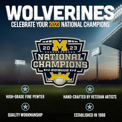 Heritage Pewter Michigan Wolverines 2023 CFP National Champions Stemless Glass Goblets – Set of 2 | 15 OZ Goblet Wine Glasses | Expertly Crafted Pewter Glass