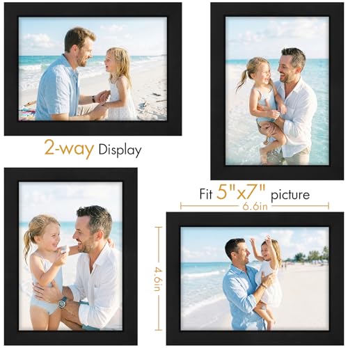 Vittanly Solid Wood 5x7 Picture Frames Set of 4, Black | 5x7 picture frame, Gallery Wall Frame Set, 5 x 7 Frame for Wall & Tabletop Display, Family, Pet, Christmas - color: Black, size: 5x7
