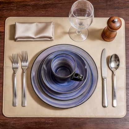 Stoneware Sonoma 56pc Dinnerware Set, Black + Speckled Spin Wash Cobalt - color: Cobalt