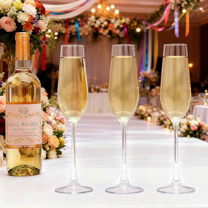 Champagne Flutes 7.5oz, Champagne Glasses Set of 6,Unique Gift | Elegant Champagne Glasses for Birthday, Wedding, Anniversary, Wedding Toasting Glasses for Home Bar, Special Occasions - style: Elegant Tapered