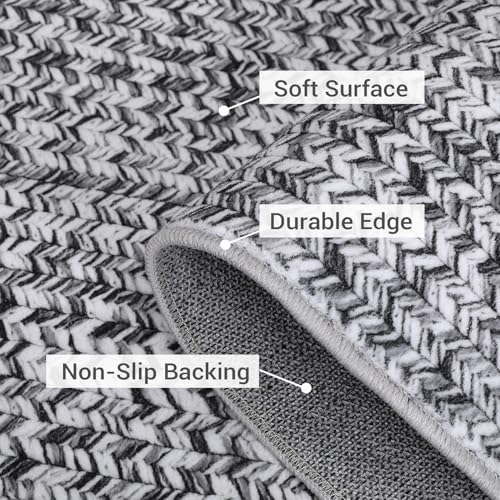 ROYHOME Hallway Runner Rug 2x8 Print Braided Washable Runner Rug for Entryway - color: Grey, size: 2' x 8' (Rectangular)