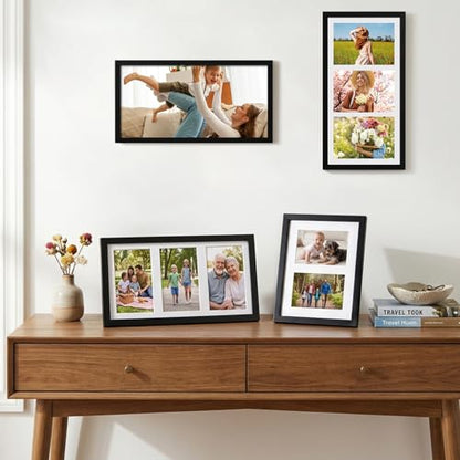 Fixwal 8x16 Collage Picture Frame, Holds Three 5x7 Photos, PVC | Shatter Resistant Plastic Cover, Wall or Tabletop Decor - size: 8x16（3-5x7）