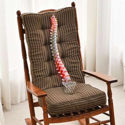 SUNROX Memory Foam Jumbo Rocking Chair Cushions, FadeShield Water Resistant Non Slip Durable Tufted Pads, Set of Seat & Back Cushion with Ties for Indoor/Outdoor Rocker, 2 Piece, Cocoa Stripe - color: Cocoa Stripe