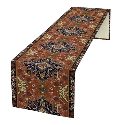 Vintage Boho Orange Table Runner, Country Rustic Farmhouse Magical Abstract Print Pattern for Home Kitchen Table Decor Dining Coffee Room Garden Party Decor 13x36in - color: Vintage-19, size: 13x36in