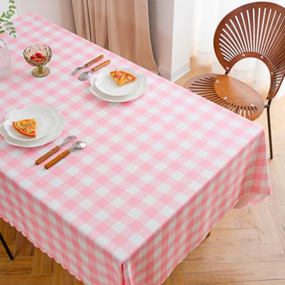 MANGATA CASA Pink Gingham Tablecloth for Rectangle Tables- Checkered Table Cloth Waterproof Kitchen & Table Linens-Polyester Buffalo Plaid Wrinkle Free Table Cover(Baby Pink 60x84in) - color: Baby Pink, size: 84" x 60" (Rectangular)