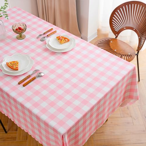 MANGATA CASA 2Pcs Pink Gingham Tablecloth for Rectangle Tables-Checkered Table Cloth Waterproof Kitchen & Table Linens-Polyester Buffalo Plaid Wrinkle Free Table Cover(Baby Pink 60x84in) - color: Baby Pink, size: 60x84inch/2 pack