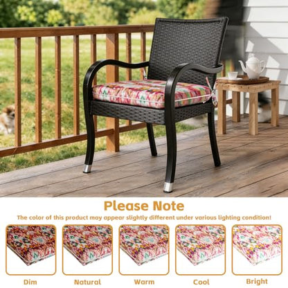 COZYVIDA Outdoor Chair Cushions Set of 4, 20"x20" Square Seat Pads with Tie Straps and YKK Zippers, 35D High-Density Foam, Water-Resistant Fabric,UV-Resistant 1000+ Hrs - color: Print 041