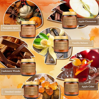 Candles for Home Scented, 6 x 3.5 oz Soy Wax & 150 Hours Long Lasting Fall Candles, Gifts for Women Birthday Thanksgiving Day Merry Christmas - color: 6 Pack Fall Candles