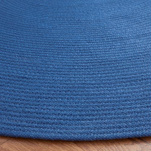 SAFAVIEH Braided Collection Area Rug - 4' Round, Blue, Handmade Country Farmhouse, Ideal for High Traffic Areas in Living Room, Bedroom (BRD402L) - color: Blue, size: 4' (Round)