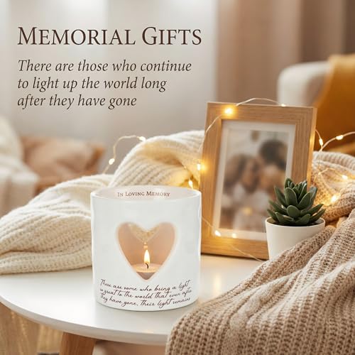 Sympathy Gifts for Loss of Mom, Ceramic Bereavement Votive Candle Holders Gifts, Memorial Gifts for Loss of Mom, Condolences Grief Gift for Loss, in Memory of Loved One (with 10 Tealight Candles)