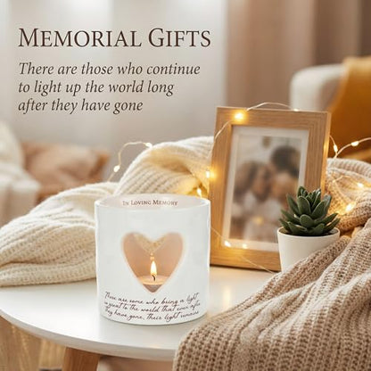 Sympathy Gifts for Loss of Mom, Ceramic Bereavement Votive Candle Holders Gifts, Memorial Gifts for Loss of Mom, Condolences Grief Gift for Loss, in Memory of Loved One (with 10 Tealight Candles)