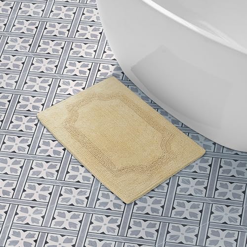 Laura Ashley - Reversible Cotton Bath Mat, Premium Bathroom Décor, Machine Washable Bathroom Rug, Highly Absorbent, 17"x24", Yellow - color: Yellow, size: 1'5" x 2' (Rectangular)