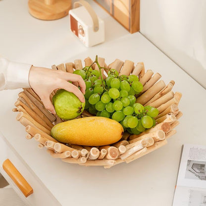 RISEON Natural Handmade Rustic Wooden Bowl, Decorative Driftwood Bowl, Natural Wood Centerpiece Driftwood Tray Basket Home Decor, 14.17 x 14.17 inches
