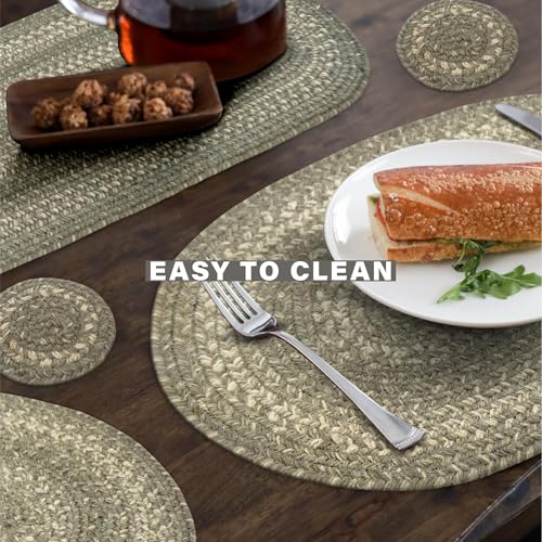 Homespice Grey Cloud Jute Braided Placemats, Rect 13x19 Set of 6 | Grey Protects Tabletop in Style and Everyday and Holiday Table Mats, Rich Colors, Reversible, Durable and Easy to Clean - color: Grey Cloud