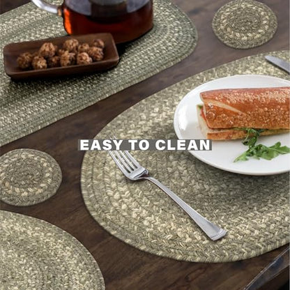 Homespice Grey Cloud Jute Braided Placemats, Rect 13x19 Set of 6 | Grey Protects Tabletop in Style and Everyday and Holiday Table Mats, Rich Colors, Reversible, Durable and Easy to Clean - color: Grey Cloud