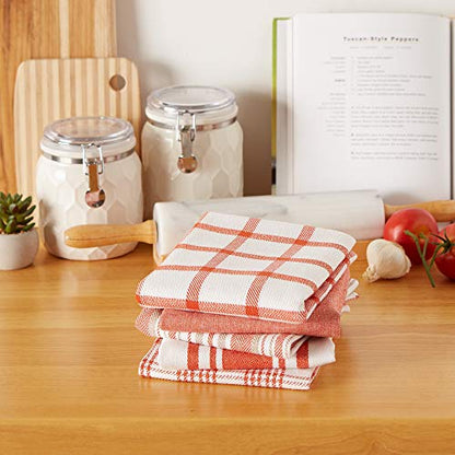 DII Assorted Woven, Kitchen Dishtowel Set, 18x28, Spice, 5 Piece - color: Spice