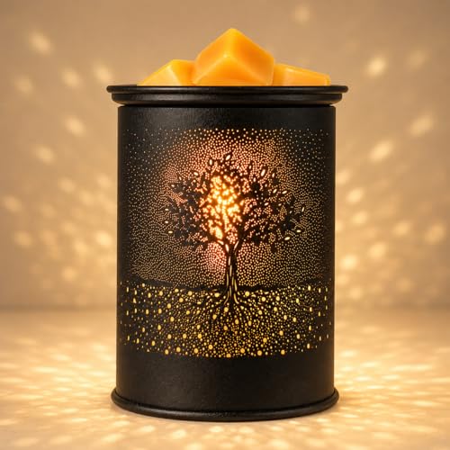 Metal Wax Melt Warmer Tree Candle Wax Warmer for Scented Wax Melter | Electric Wax Melts Wax Cubes Black Candle Lamp for Home Office Decor,Wax Burner as Gifts for Mom Grandma Women Girls - style: Tree