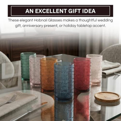Khen Plastic Hobnail Drinking Highball Glasses Set of 6 Neutral Tones Cups 14oz, Shatterproof & Unbreakable Acrylic Beaded Design, BPA-Free, Dishwasher Safe Indoor/Outdoor Drinkware Water, Cocktails - color: Multicolor, style: Set of 6