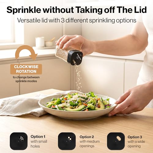 Square Glass Spice Jars with Label and Black Rotating Lids (24 x 4oz) Spice Containers with 240 Labels, Shaker Inserts, Silicone Funnel, Empty Square Empty Square Seasoning Organizer