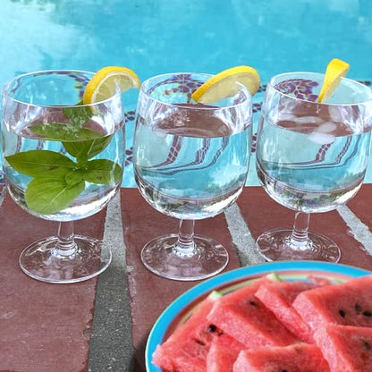 Lily's Home Unbreakable Plastic Wine Glasses Set of 8, 12 oz Shatterproof Stackable Tumblers, Reusable BPA Free Goblets for Indoor and Outdoor Use. Made in Taiwan (Clear) - color: Clear
