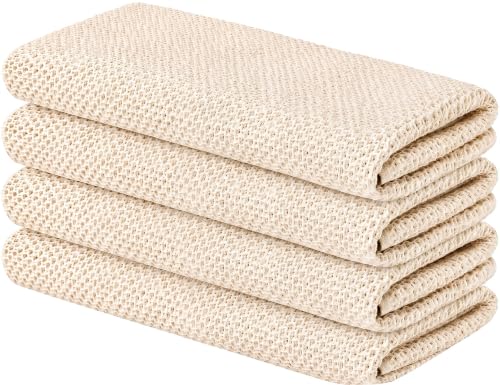 100% Cotton Waffle Weave Kitchen Towels, 4 Pack Dish Cloths for Washing Dishes, Ultra Soft Absorbent Dish Towels, Quick Drying Kitchen Rags, 13x28 Inches, Beige - color: Beige, size: 13 x 28 - 4 Pack