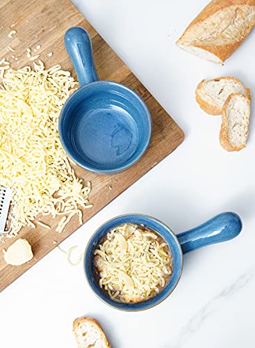 LE TAUCI Soup Bowls with Handle, 15 Oz Ceramic French Onion Soup Bowls, Large Soup Crocks Oven Safe for Stew, Onion, Soup, Chilli, Set of 4, Ceylon Blue - color: Ceylon Blue