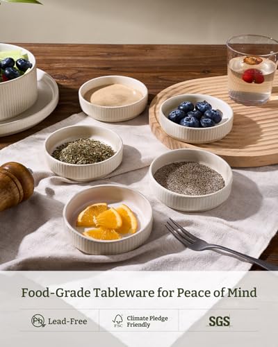 famiware Ceramic Soy Sauce Dish, 4oz Dipping Bowls Set of 8, Matte White | Individual Dip Sauce Cups/Dishes/Plates, Small Serving Bowls for Side Dishes, Condiments, Sushi, Appetizers, Reactive Glaze - color: Matte White, size: 8pcs