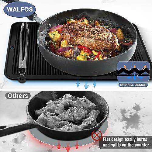 Walfos Large Silicone Trivet 16x12 Inch, Trivets for Hot Pots and Pans, Heat Resistant Pot Holders Hot Pads for Kitchen Quartz Countertops, Hot Dishes - style: 16x12in, 1 Black XXL Trivet