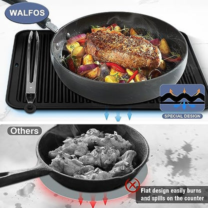 Walfos XXL Silicone Trivet 16x12 Inch, Trivets for Hot Pots and Pans, Heat Resistant Pot Holders Hot Pads for Kitchen Quartz Countertops, Hot Dishes, 4 Pack - style: 16x12in, 4 Black XXL Trivets